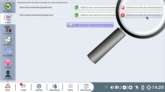 eliminar una cuenta de e-mail