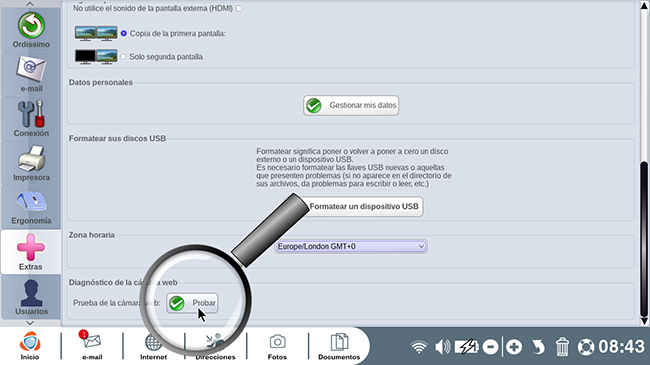 lanzar la prueba de la webcam