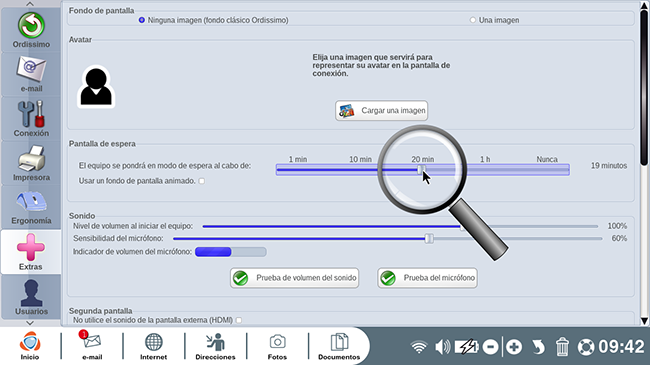 mover el cursor del temporizador de reposo